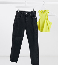 Черные узкие джинсы с завышенной талией ASOS DESIGN Petite-Черный
