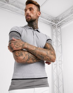 Серая футболка-поло колор блок из органического хлопка ASOS DESIGN-Белый