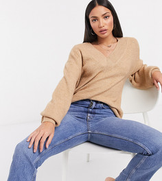 Пушистый джемпер с V-образным вырезом ASOS DESIGN Tall-Розовый
