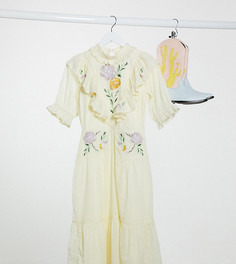 Платье миди с вышивкой Reclaimed Vintage inspired-Кремовый