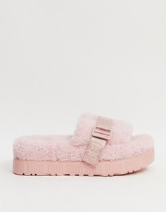 Розовые пушистые сандалии с логотипом UGG-Розовый
