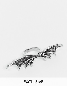 Серебристое кольцо с отделкой в виде крыльев дракона Reclaimed Vintage inspired-Серебряный