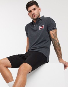 Приталенная футболка-поло с тиснением Tommy Hilfiger-Серый