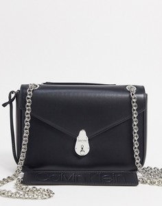 Черная сумка через плечо с цепочками Calvin Klein-Черный