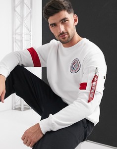 Белый хлопковый свитшот Alpha Industries