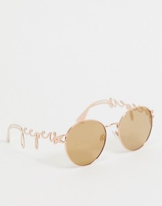 Круглые солнцезащитные очки в золотистой оправе Jeepers Peepers-Золотой