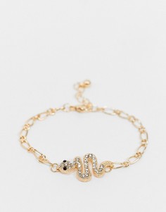 Золотистый браслет со змейкой ASOS DESIGN-Золотой