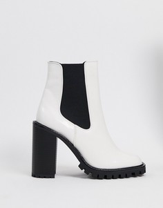 Белые ботинки челси на высоком каблуке и массивной подошве ASOS DESIGN-Белый