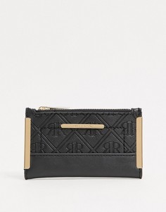 Черный кошелек с тисненой монограммой River Island
