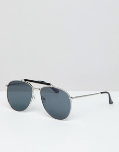 Солнцезащитные очки-авиаторы с черными стеклами 7x-Серебряный