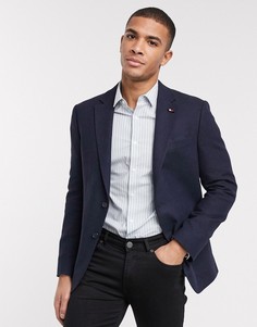 Пиджак классического кроя с узором "в елочку" Tommy Hilfiger-Темно-синий