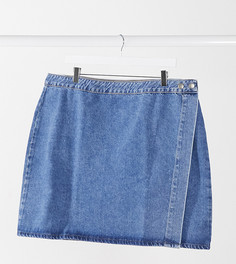 Синяя джинсовая юбка с запахом ASOS DESIGN Curve-Синий