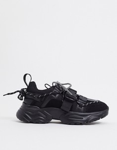 Черные кроссовки с массивной подошвой и шнуровкой ASOS DESIGN-Черный
