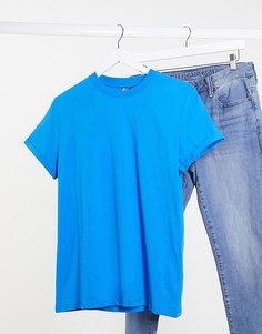 Синяя футболка с отворотами на рукавах ASOS DESIGN-Синий