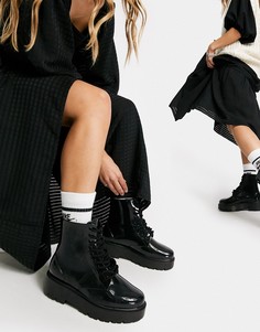 Черные резиновые сапоги на шнуровке ASOS DESIGN-Черный