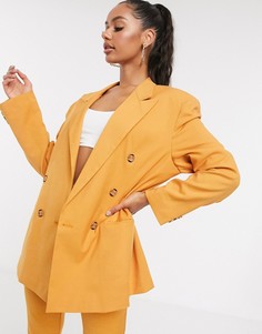 Свободный фактурный пиджак горчичного цвета ASOS DESIGN-Золотой