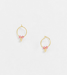 Серьги-кольца из позолоченного серебра с подвесками ASOS DESIGN-Золотой