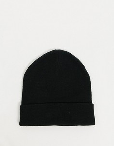 Черная шапка-бини с отворотом ASOS DESIGN-Черный