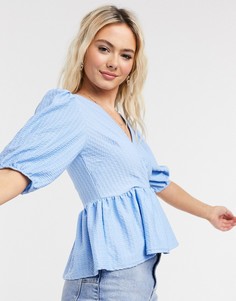 Свободный фактурный топ с запахом ASOS DESIGN-Синий