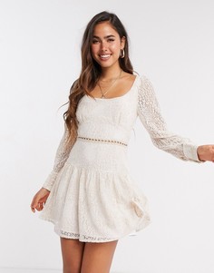 Кружевное платье мини розового цвета Fashion Union-Кремовый