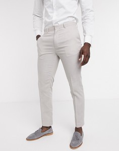 Светло-бежевые узкие льняные брюки Burton Menswear-Светло-бежевый