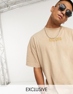 Бежевая футболка с вышитым логотипом Reclaimed Vintage inspired-Бежевый