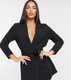 Черный трикотажный пиджак с запахом ASOS DESIGN Tall