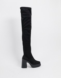 Черные ботфорты на каблуке ASOS DESIGN-Черный