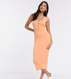 Персиковое платье мидакси на пуговицах Missguided-Розовый