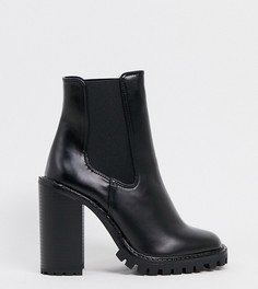 Черные ботинки челси для широкой стопы на высоком каблуке ASOS DESIGN-Черный
