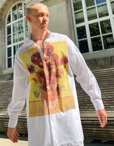 Рубашка oversized с цветочным принтом ASOS DESIGN-Белый