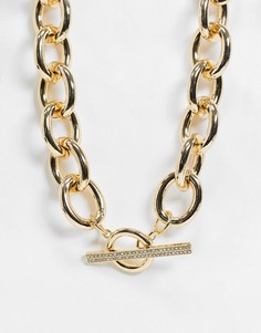 Ожерелье с Т-образным дизайном ASOS DESIGN-Золотой