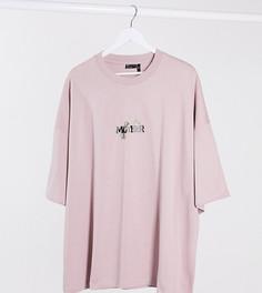 Бежевая футболка в стиле oversized с принтом на спине ASOS DESIGN Plus-Бежевый