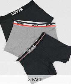 Подарочный набор из 3 черных боксеров-брифов с логотипом Levis-Черный Levis®