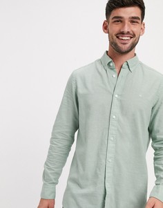 Льняная рубашка на пуговицах с длинными рукавами Calvin Klein-Зеленый
