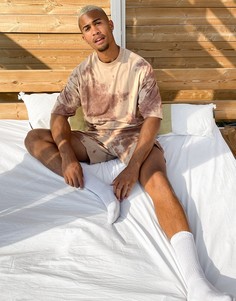 Пижама с принтом тай-дай ASOS DESIGN-Бежевый