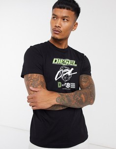 Черная футболка с логотипом Diesel-Черный