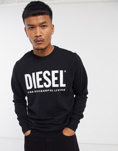 Черный свитшот с крупным логотипом Diesel