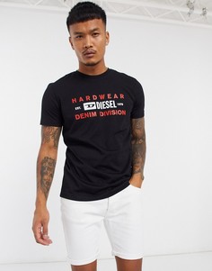 Черная футболка с логотипом Diesel denim division-Черный