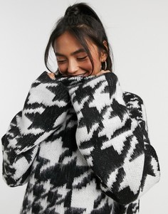 Черно-белый oversized-джемпер с узором ASOS DESIGN-Мульти