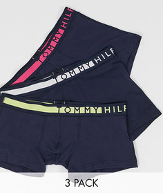 3 темно-синих боксеров-брифов с неоновым поясом Tommy Hilfiger-Темно-синий