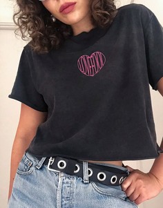 Темно-серая футболка с сердцем Topshop-Зеленый