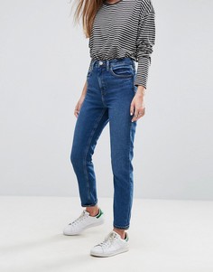 Темные джинсы в винтажном стиле с завышенной талией ASOS DESIGN-Синий