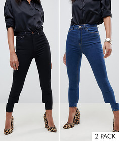 Набор из 2 джинсов скинни с завышенной талией черного и синего цвета ASOS DESIGN, скидка 16%-Мульти