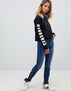 Синие джинсы скинни с завышенной талией и шнуровкой ASOS DESIGN-Синий