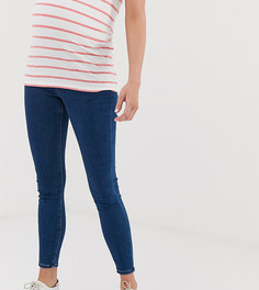 Синие джинсы скинни с завышенной талией и посадкой под животом ASOS DESIGN Maternity-Синий
