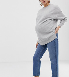Прямые джинсы из переработанных материалов со вставками по бокам для живота ASOS DESIGN Maternity Florence-Синий
