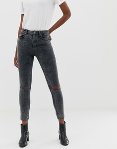 Серые мраморные вельветовые джинсы с рваными коленями ASOS DESIGN-Серый