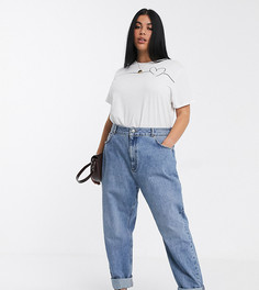 Выбеленные джинсы в винтажном стиле с завышенной талией ASOS DESIGN Curve-Синий