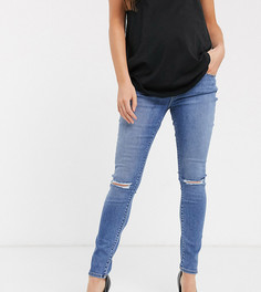 Рваные джинсы скинни с завышенной талией ASOS DESIGN Maternity Ridley-Синий